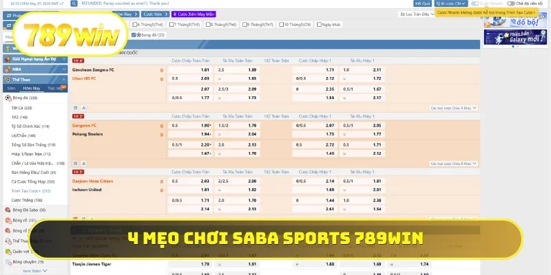 4 mẹo chơi Saba Sports 789WIN nhanh thắng lớn